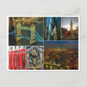 londen collage verenigd stadstrein cityscape briefkaart