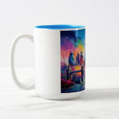 Londen De Grote Rook Skyline Tweekleurige Koffiemok (Links)