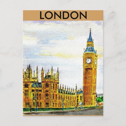 Londen. De huizen van het Parlement. Briefkaart (Voorkant)