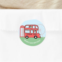 Londen Double Decker Bus Kids Verjaardag Sticker