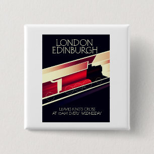 Londen Edinburgh Locomotief vintage stijl poster Vierkante Button 5,1 Cm