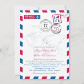 Londen en Santorini Airmail Huwelijksuitnodiging Kaart (Voorkant)