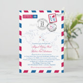 Londen en Santorini Airmail Huwelijksuitnodiging Kaart (Staand voorkant)