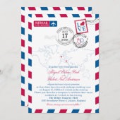 Londen en Santorini Airmail Huwelijksuitnodiging Kaart (Voorkant / Achterkant)