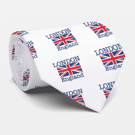 Londen en Union Jack Stropdas (Opgerold)