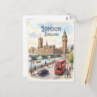 Londen Engeland aquarel Briefkaart