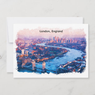 Londen Engeland Aquarel Luchtfoto Stadsgezicht Kaart