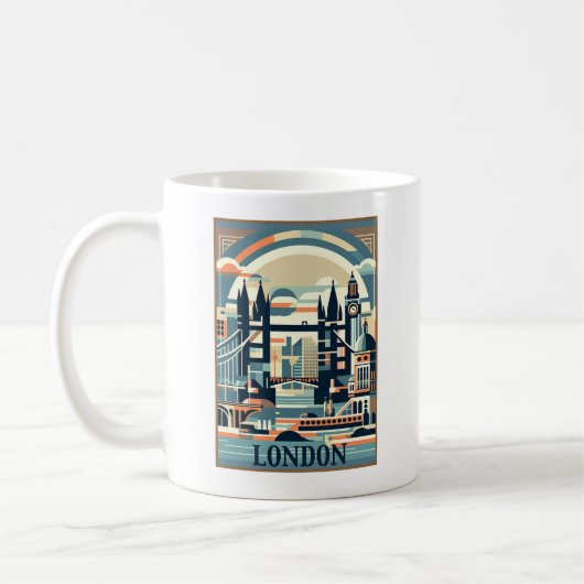 Londen Engeland Art Deco Koffiemok (Links)