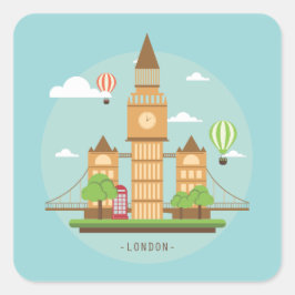 Londen Engeland Bezienswaardigheden Gooi Zegelstic Vierkante Sticker