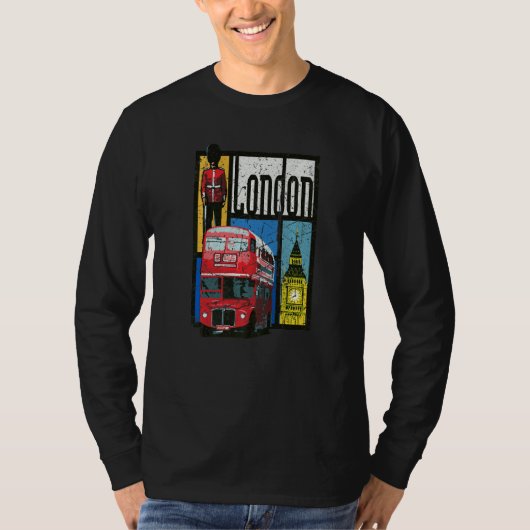 Londen Engeland Big Ben Double Decker Queens Guard T-shirt (Voorkant)