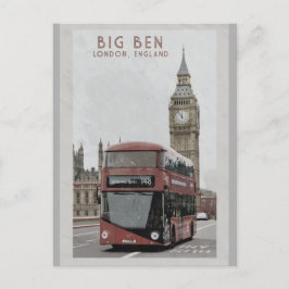 Londen Engeland Big Ben Red Bus Travel Briefkaart