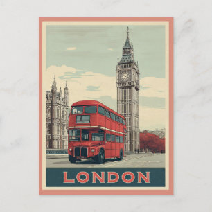  Londen Engeland Big Ben Red Bus Travel Briefkaart