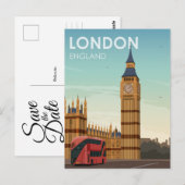 Londen Engeland Big Ben Vintage Bewaar de datum Briefkaart (Voorkant / Achterkant)
