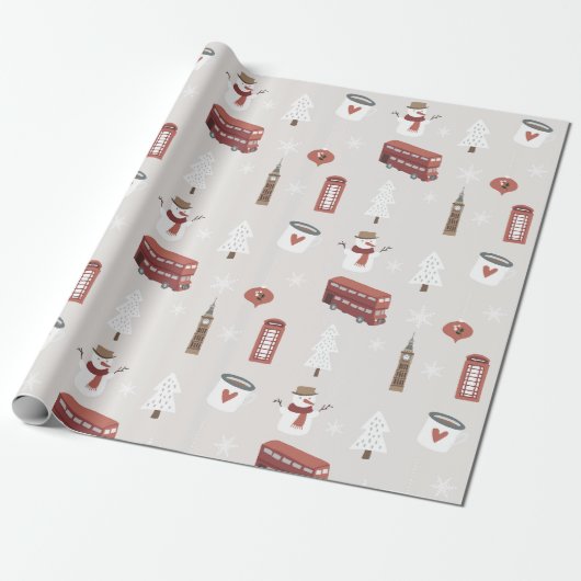 Londen Engeland Brits kerstinpakpapier Cadeaupapier (Uitgerold)