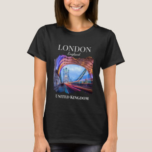 Londen Engeland Brug Toren Toerist Souvenir Vrouwe T-shirt