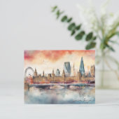 Londen Engeland City Silhouette Waterverf Painting Briefkaart (Staand voorkant)