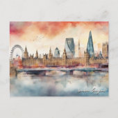 Londen Engeland City Silhouette Waterverf Painting Briefkaart (Voorkant)