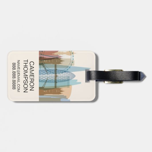 Londen, Engeland | City Skyline Bagagelabel (Achterkant horizontaal)