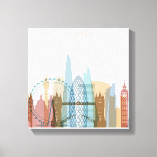 Londen, Engeland   City Skyline Canvas Afdruk