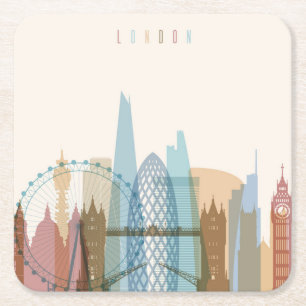 Londen, Engeland   City Skyline Kartonnen Onderzetters