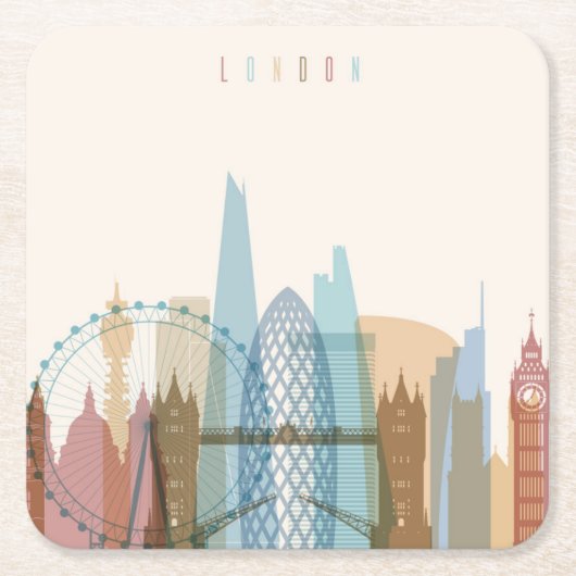 Londen, Engeland | City Skyline Kartonnen Onderzetters (Voorkant)