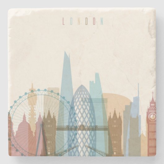 Londen, Engeland | City Skyline Stenen Onderzetter (Voorkant)