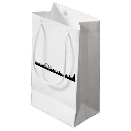 Londen Engeland City Skyline Thema Kleine Gift Bag Klein Cadeauzakje (Voorkant Gekanteld)
