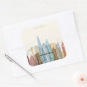 Londen, Engeland | City Skyline Vierkante Sticker (Envelop)