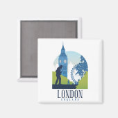 Londen Engeland Cityscape Vintage Reizen Foto Magneet (Voorkant / Achterkant)
