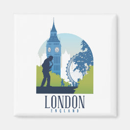 Londen Engeland Cityscape Vintage Reizen Foto Magneet