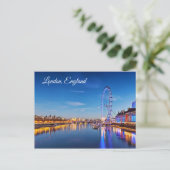 Londen, Engeland, Ferris Wheel en Night Briefkaart (Staand voorkant)