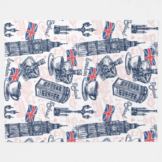 Londen, Engeland Fleece Deken (Voorkant (Horizontaal))