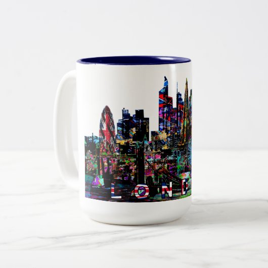 Londen, Engeland, graffiti Tweekleurige Koffiemok (Voorkant links)