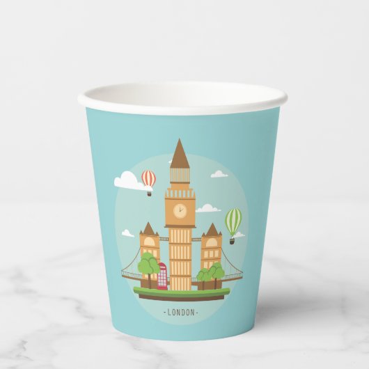 Londen Engeland herkenningspunten Paper Cups Party Papieren Bekers (Voorkant)