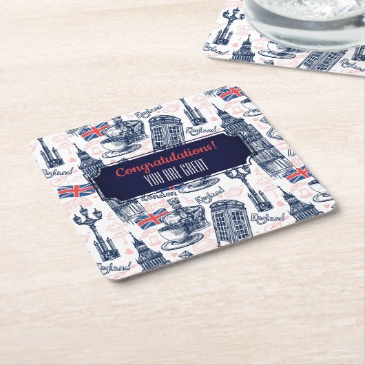 Londen, Engeland Kartonnen Onderzetters (Schuin)