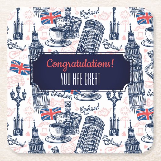 Londen, Engeland Kartonnen Onderzetters (Voorkant)