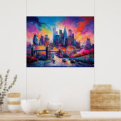 Londen Engeland Kleurrijke Abstracte Kunst  Poster (Keuken)