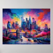 Londen Engeland Kleurrijke Abstracte Kunst  Poster (Voorkant)