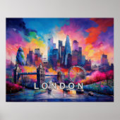 Londen Engeland Kleurrijke Abstracte Kunst Poster (Voorkant)