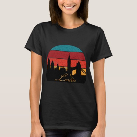 Londen Engeland Klokkentoren Retro Reizen T-shirt (Voorkant)
