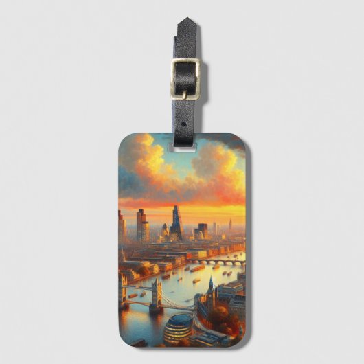 Londen Engeland Kunst in stijl van Edouard Leon Co Bagagelabel (Voorkant (verticaal))