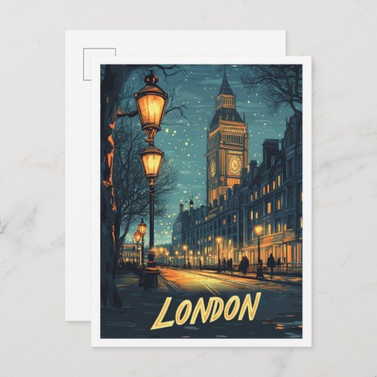 Londen Engeland Kunst Vintage Illustratie Reizen Briefkaart (Voorkant / Achterkant)