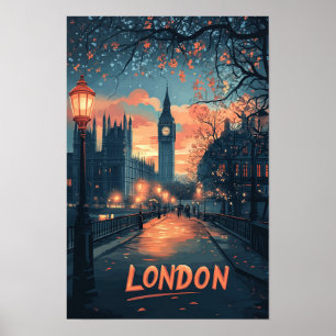 Londen Engeland Kunst Vintage Illustratie Reizen Poster