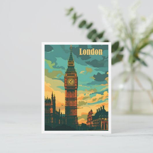 Londen Engeland Kunst Vintage Reizen Briefkaart (Staand voorkant)