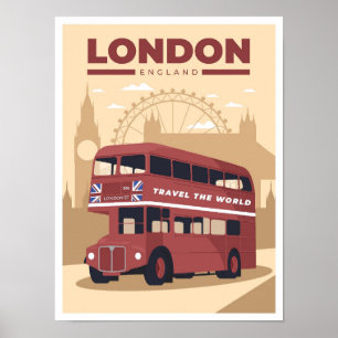 Londen Engeland Kunst Vintage Reizen Illustratie Poster