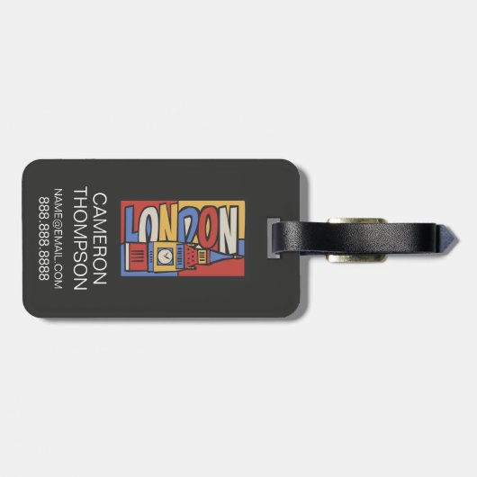 Londen, Engeland | Levendig ontwerp Bagagelabel (Achterkant horizontaal)