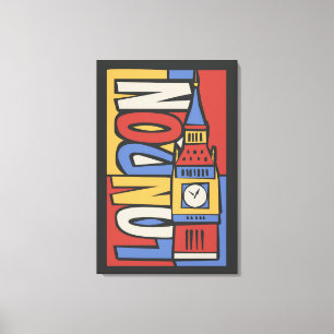 Londen, Engeland Levendig ontwerp Canvas Afdruk