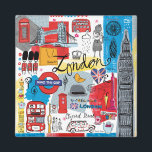 Londen, Engeland Magneet<br><div class="desc">Global Travel III by Farida Zaman. Image features London,  England with various famous landmarks and iconic elements of the city.</div>