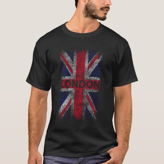 Londen Engeland Noodlijdende Union Jack T-shirt (Voorkant)