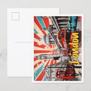 Londen Engeland Pop Art Travel Illustration Briefkaart